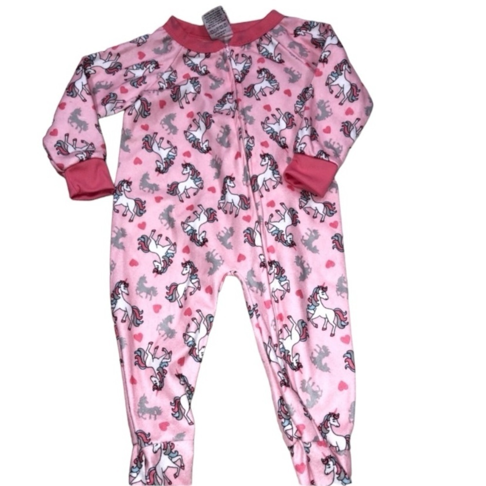 Mon petit Little Girls 18 Months Pink Unicorn Footed Pajamas